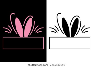 Easter bunny Svg vector Illustration isolated on white background. Easter rabbit egg split monogram for Cricut and Silhouette.