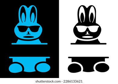 Easter bunny Svg vector Illustration isolated on white background. Easter rabbit egg split monogram for Cricut and Silhouette.