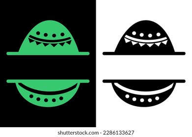 Easter bunny Svg vector Illustration isolated on white background. Easter rabbit egg split monogram for Cricut and Silhouette.