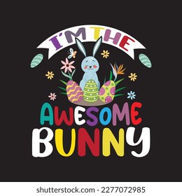 Easter bunny T shirt design graphic template