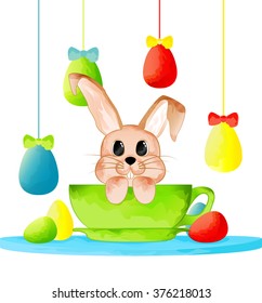 Easter bunny in a teacup. Vector. EPS 10