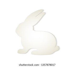 Easter bunny template, 
Happy Easter Illustration - White paper Rabbit Bunny,
Vector illustration isolated on white background