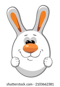 Easter bunny that looks like an egg. Vector illustration.