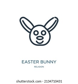 easter bunny thin line icon. cute, happy linear icons from religion concept isolated outline sign. Vector illustration symbol element for web design and apps.