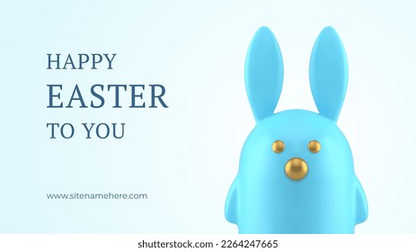 Easter bunny toy character 3d banner design template festive congratulations animal realistic vector illustration. Christianity spring holiday rabbit bauble traditional celebration web advertising