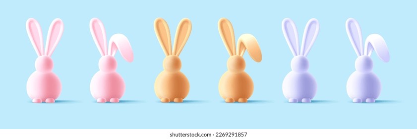 Esfera de juguete de conejo de Pascua con forma minimalista conjunto de iconos 3d, ilustración vectorial. Glossy rabbit bauble Christianand festividad religiosa festividad bauble estatua