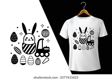 Easter Bunny Tractor Design t shirt 