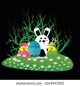 Easter Bunny T-shirt Design Vector Illustration