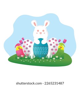 Easter Bunny T-shirt Design Vector Illustration