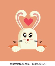 Easter Bunny Vector Cartoon Design. Funny cute cartoon hare celebrating holidays

