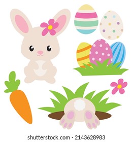 Easter bunny vector cartoon illustration