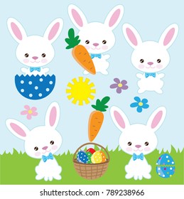 Easter bunny vector cartoon illustration
