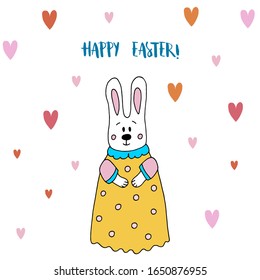 Dibujo vectorial de conejito de Pascua. Imagen de tarjeta de felicitación