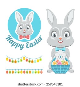 Easter Bunny. Vector. Elements for Happy Easter with Easter bunny.