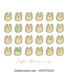 Easter bunny. Bunny vector emoji: mascot, logo, set of emoticons for design or textile print