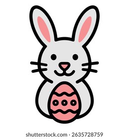 Easter bunny vector icon isolated on white background.symbol, happy, Easter, character, rabbit, drawing, bunny, animal, icon, isolated, cute, holiday, vector, graphic, funny, sign.