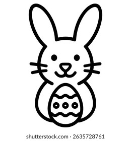 Easter bunny vector icon isolated on white background.symbol, happy, Easter, character, rabbit, drawing, bunny, animal, icon, isolated, cute, holiday, vector, graphic, funny, sign.