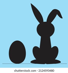 easter bunny vector illustration in flat style and blue background