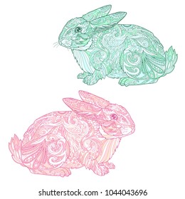 Easter bunny, vector illustration isolated on white.