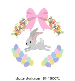 Easter bunny vector illustration on the white background. Vector illustration