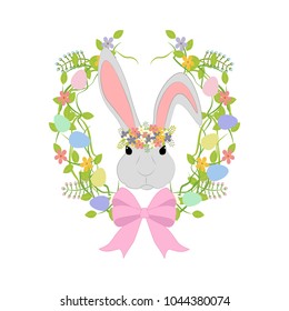 Easter bunny vector illustration on the white background. Vector illustration