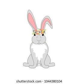 Easter bunny vector illustration on the white background. Vector illustration