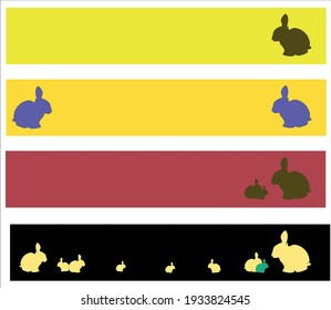 Osterblasen-Vektorgrafik. Kaninchensilhouette auf verschiedenen Farbhintergründen. Perfekte Form für den Hintergrund.