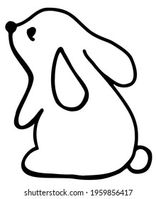 easter bunny vector illustration single black line bunny sitting