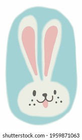 easter bunny vector illustration white bunny on a blue background holidays fun