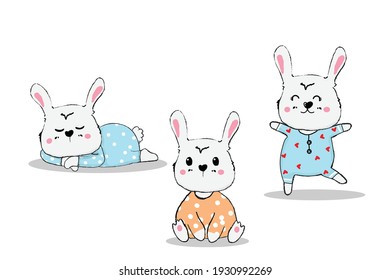 Easter bunny vector illustration.Cute rabbit character design.animal set.