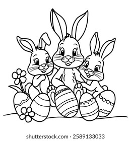 Easter Bunny Vector Outline Coloring 