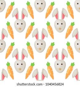 Easter bunny vector rabbit seamless pattern background holiday decoration spring celebration traditional greeting symbols. 