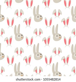 Easter bunny vector rabbit seamless pattern background holiday decoration spring celebration traditional greeting  illustration.