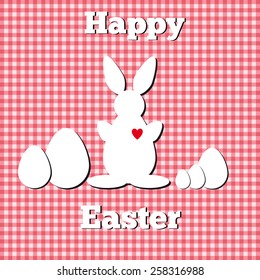 Easter Bunny vector with red checker background
