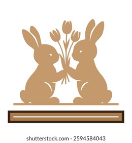 Easter bunny vector.Easter Laser Cut Template for Cutting machine.