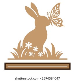 Easter bunny vector.Easter Laser Cut Template for Cutting machine.