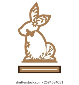 Easter bunny vector.Easter Laser Cut Template for Cutting machine.