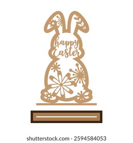 Easter bunny vector.Easter Laser Cut Template for Cutting machine.