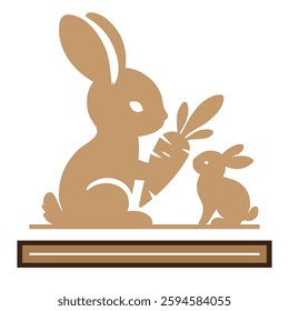 Easter bunny vector.Easter Laser Cut Template for Cutting machine.