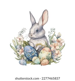 easter bunny watercolor vector illustrations for tshirt, sticker, mug, printing, sublimation