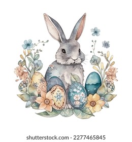 easter bunny watercolor vector illustrations for tshirt, sticker, mug, printing, sublimation