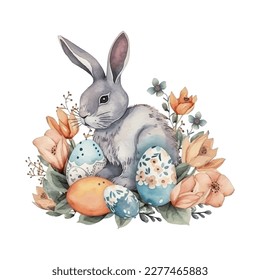 easter bunny watercolor vector illustrations for tshirt, sticker, mug, printing, sublimation