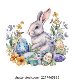 easter bunny watercolor vector illustrations for tshirt, sticker, mug, printing, sublimation