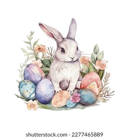 easter bunny watercolor vector illustrations for tshirt, sticker, mug, printing, sublimation