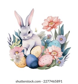 easter bunny watercolor vector illustrations for tshirt, sticker, mug, printing, sublimation