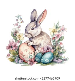 easter bunny watercolor vector illustrations for tshirt, sticker, mug, printing, sublimation