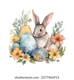 easter bunny watercolor vector illustrations for tshirt, sticker, mug, printing, sublimation