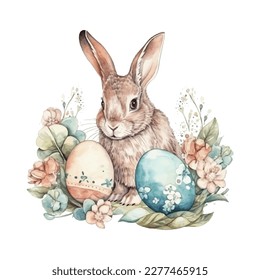 easter bunny watercolor vector illustrations for tshirt, sticker, mug, printing, sublimation