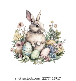 easter bunny watercolor vector illustrations for tshirt, sticker, mug, printing, sublimation