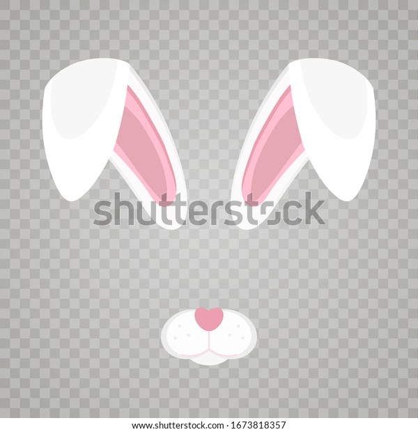 Easter bunny white ears isolated on
transparent background. Cartoon cute rabbit Headband for poster,
banner or invitation cards. Vector
illustration